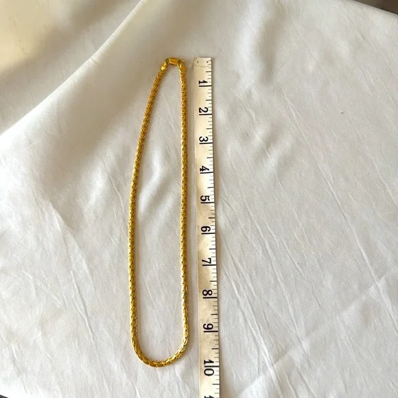 Vintage Gold Herringbone Chain Thicker .25” Width Necklace 21” Heavyweight - Picture 5 of 13